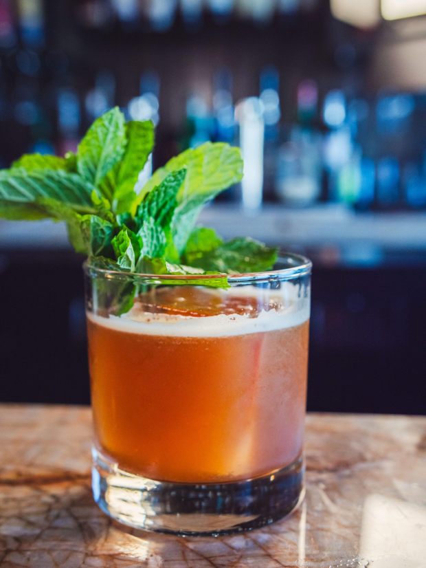 The One The Owner Likes, a cocktail made with Silver Rum, Fernet liqueur and Cynar apéritif, on the menu at newly opened Little Fawn Kitchen + Bar in Oceanside. (Alex Malik)