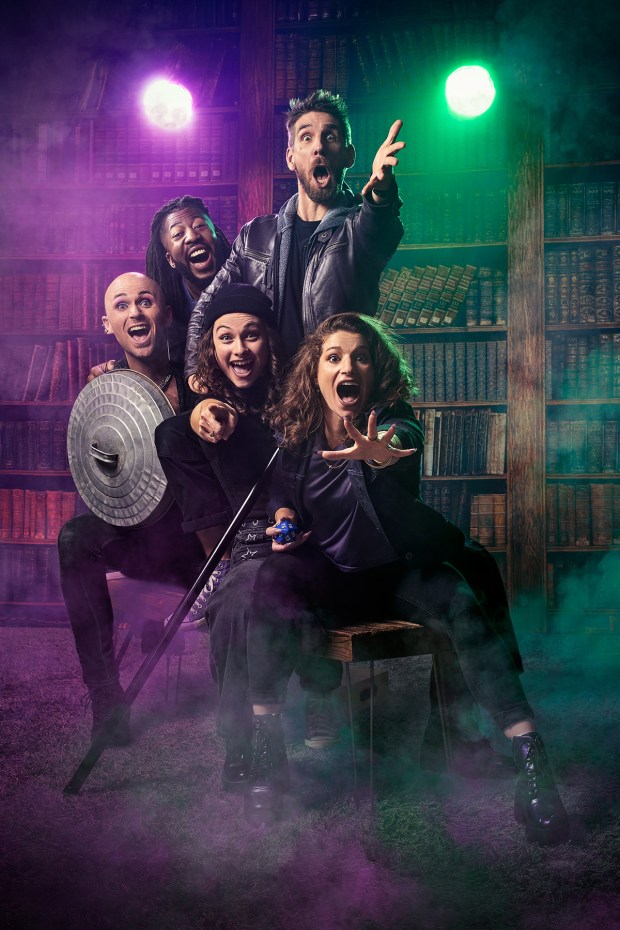 The cast of the national touring production of "Dungeons and Dragons Twenty Sided Tavern," playing Nov. 18-23 at the Balboa Theatre in San Diego. (André Chung)