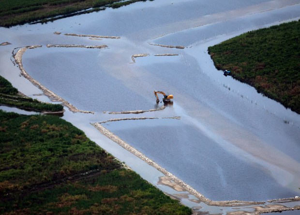 Construction of a reservoir in the Everglades is seen on July 11, 2024. (Joe Cavaretta/South Florida Sun Sentinel; Aerial support provided by LightHawk)