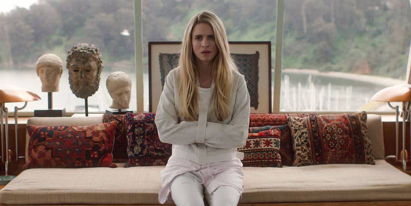 Brit Marling as Prairie Johnson/the OA in a straight jacket from the Netflix series The OA