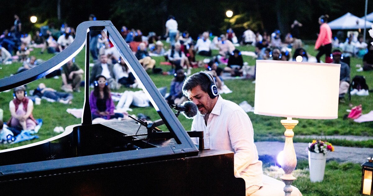 It’s a piano concert. But not as you know it. (Think outdoors and with headphones)