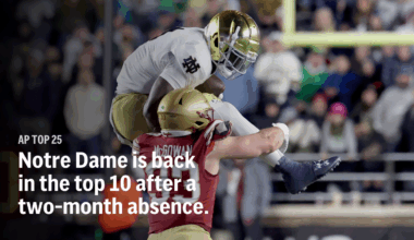 AP Top 25 live updates: Notre Dame returns to No. 10 in college football poll