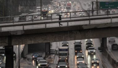 Atmospheric river douses Southern California, threatening LA's burned areas