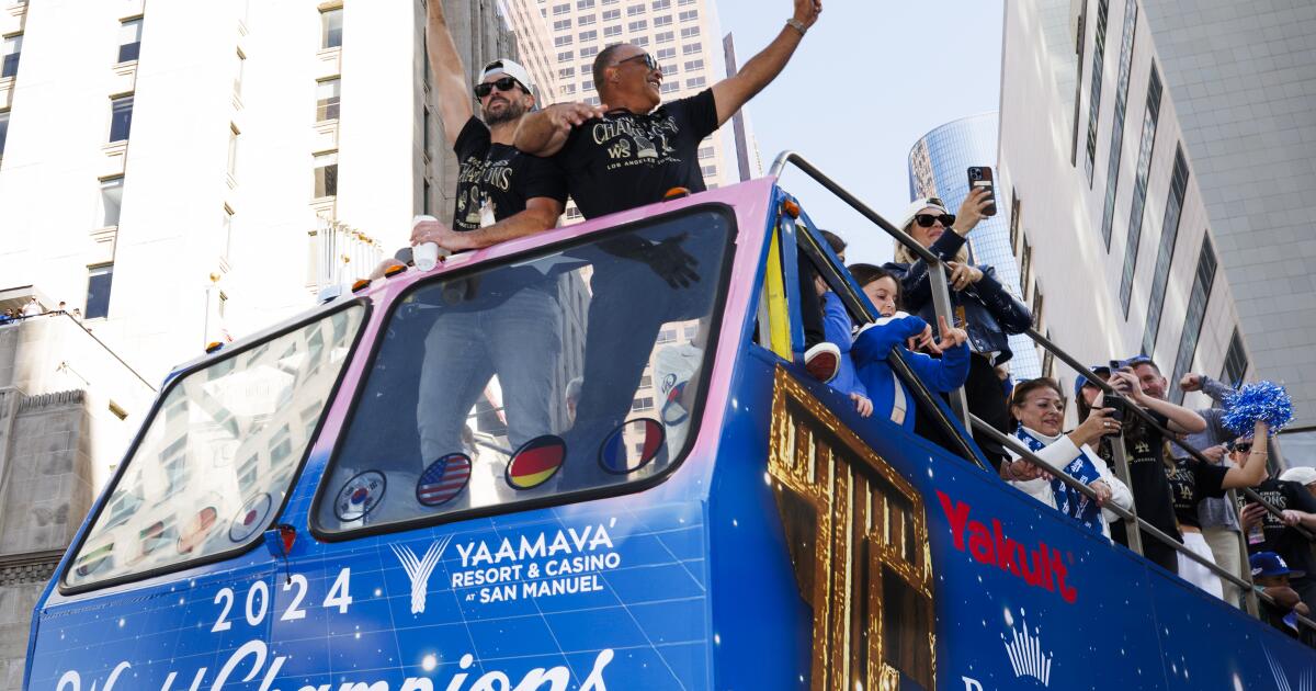 When is the Dodgers' championship parade and rally on Monday?