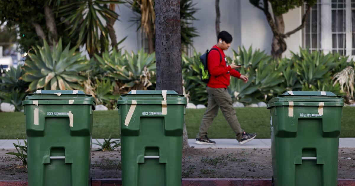 Green bins clog L.A. curbs as city’s organic waste program goes into overdrive