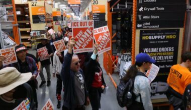 Day laborer organizers protest Home Depot, pressuring it to "scrape ICE out of their stores."