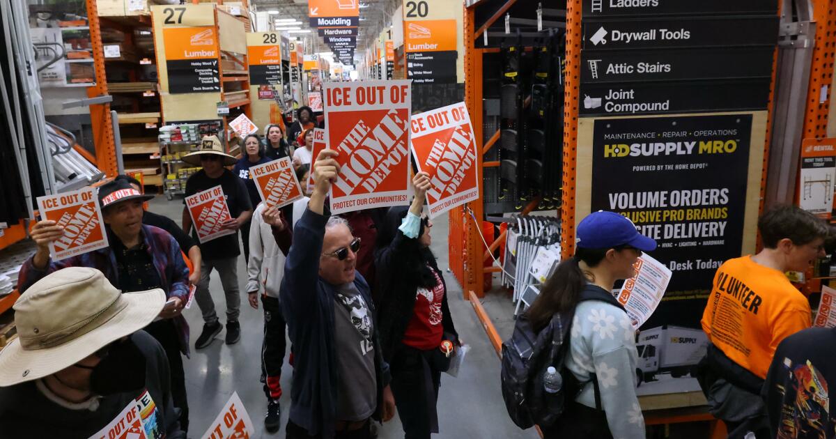 Day laborer organizers protest Home Depot, pressuring it to "scrape ICE out of their stores."