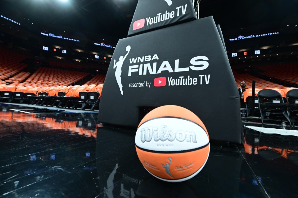 A generic basketball photo of the Official WNBA Finals logo during the game between the Las Vegas Aces and Phoenix Mercury during Game 3 of the 2025 WNBA Finals