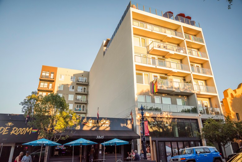 Two mid-rise buildings viewed from the street.