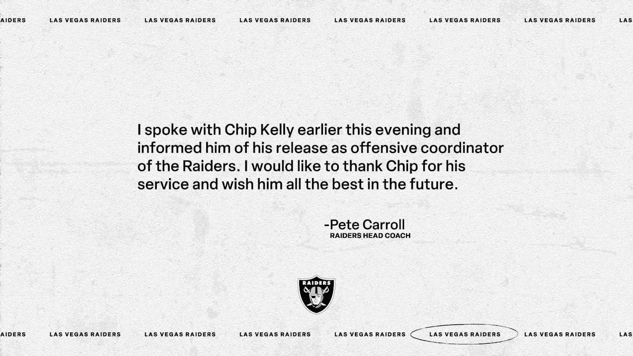 Raiders relieve Chip Kelly of duties as offensive coordinator - Raiders.com