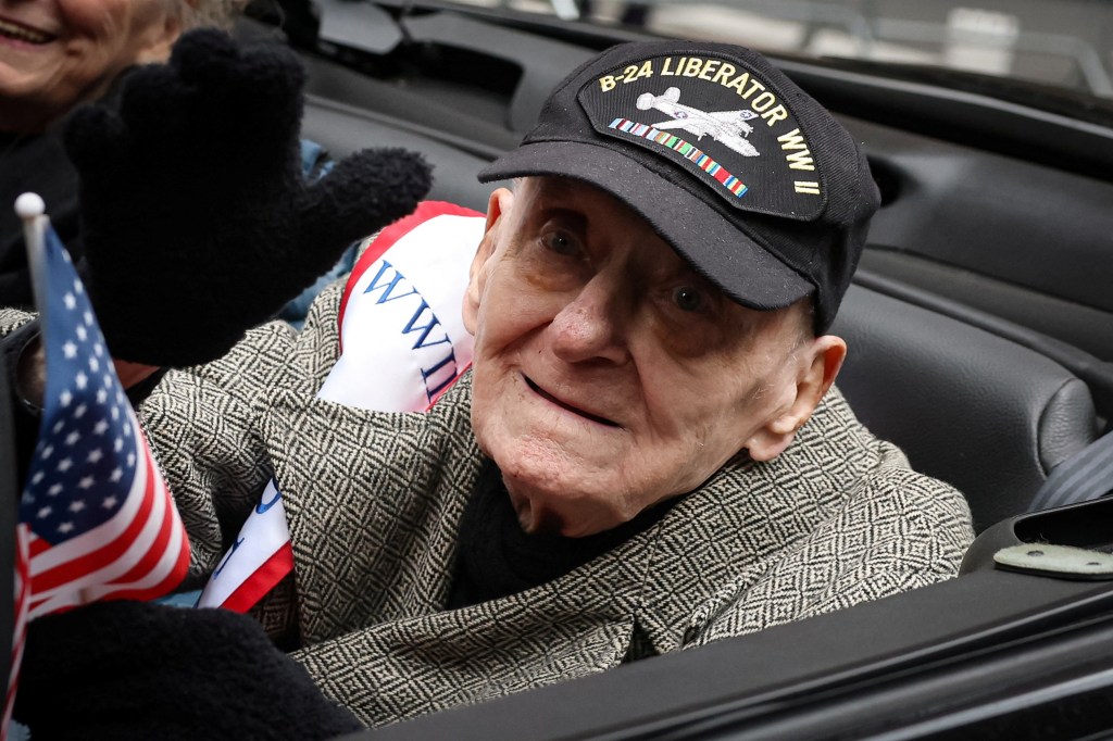 People participate in the 106th annual Veterans Day Parade on November 11, 2025, in New York City. 