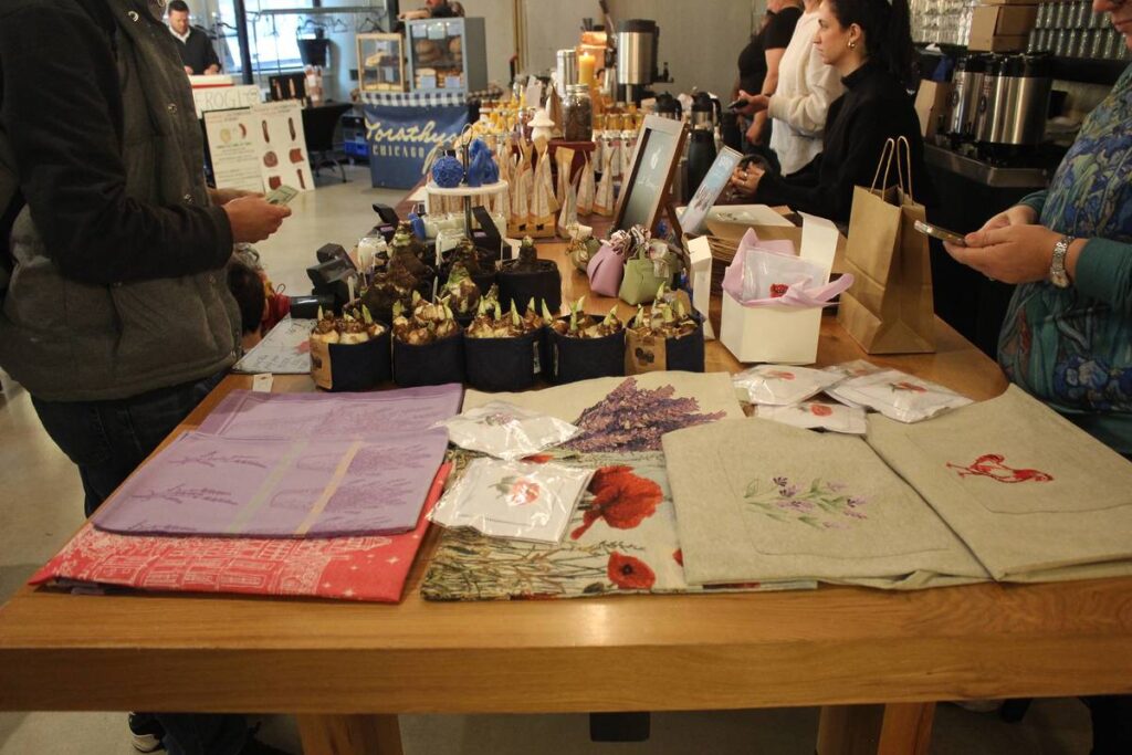 interior of wicker park farmers market for womens history month in Chicago