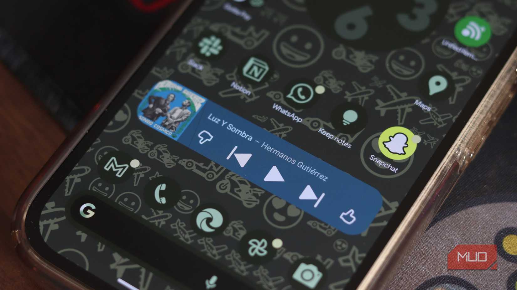 YouTube music now playing widget on home screen.