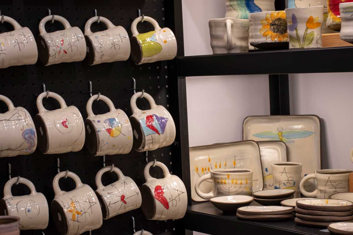 Handmade ceramics for sale at Zpots at the Grand Central Holiday Fair at Grand Central Terminal. 