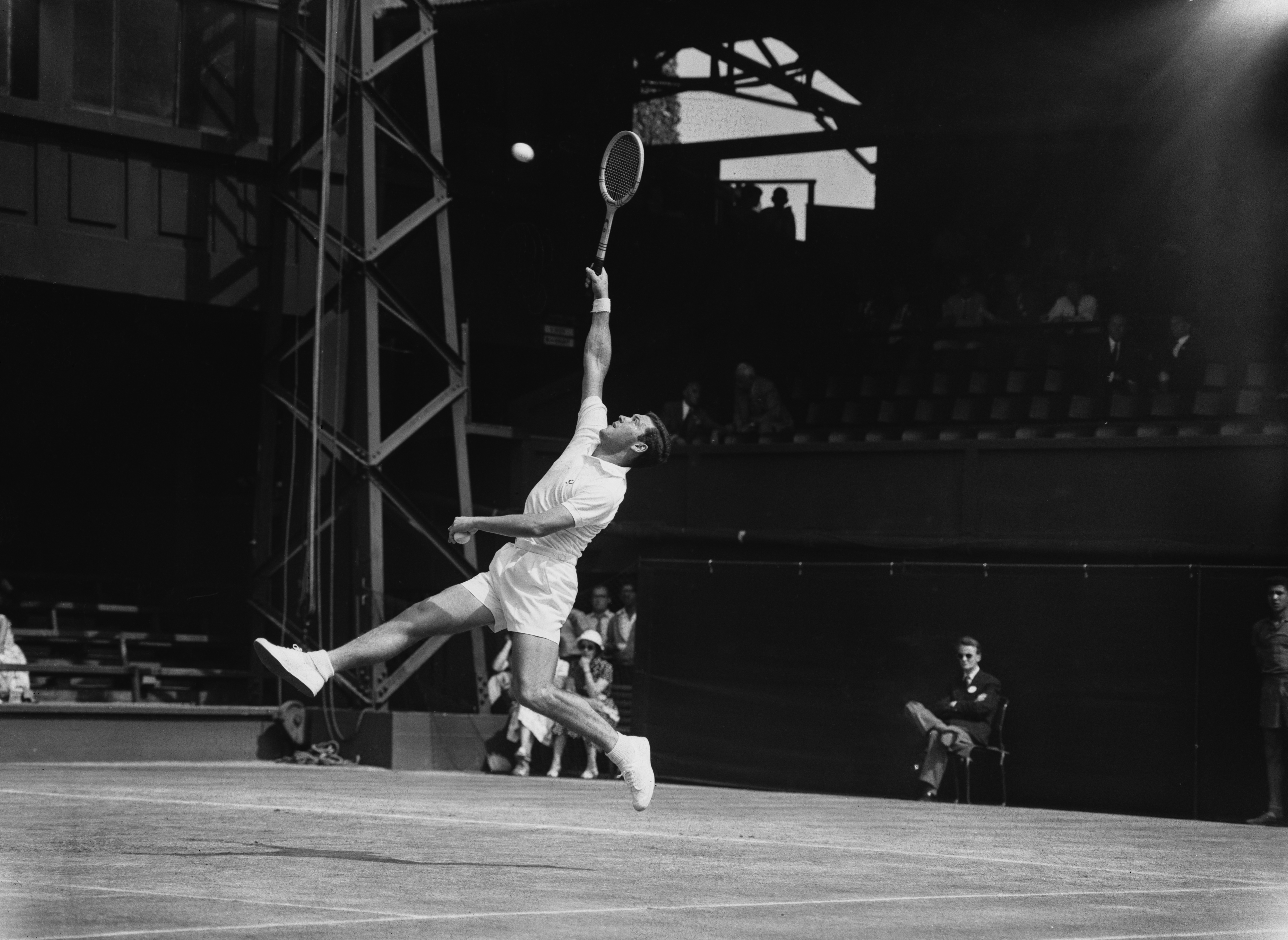 Nicola Pietrangeli competing in the men's singles at the Wimbledon Tennis Championships.