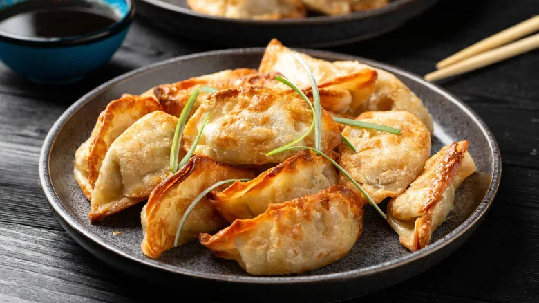 Plate of fried dumplings