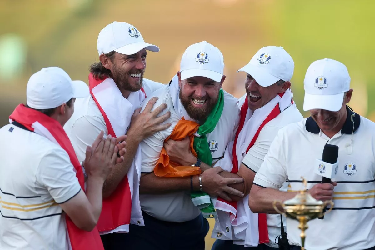 Team Europe celebrating their 2025 Ryder Cup win
