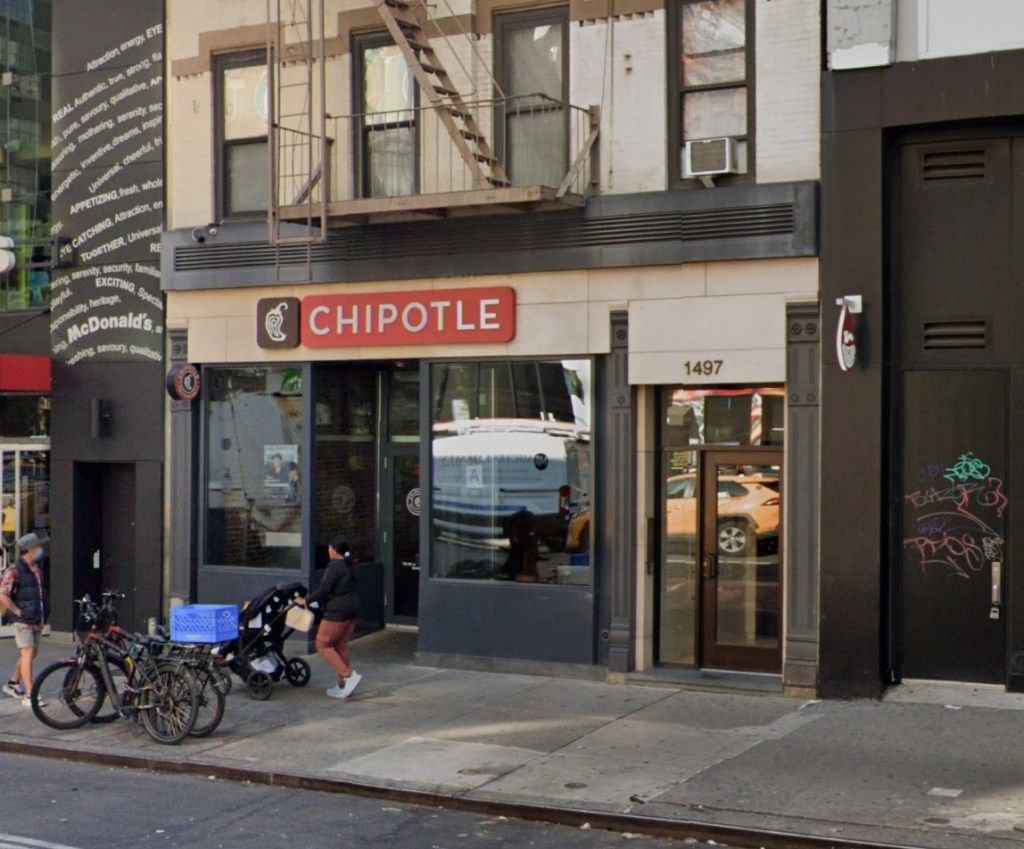 Chipotle restaurant at 1497 3rd Ave, New York.