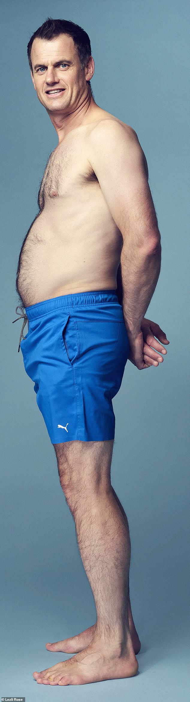 His journey from couch potato to shirtless cover star dates back to mid-September when, feeling lardy after an indulgent summer, Guy decided to begin a vigorous wellness regime