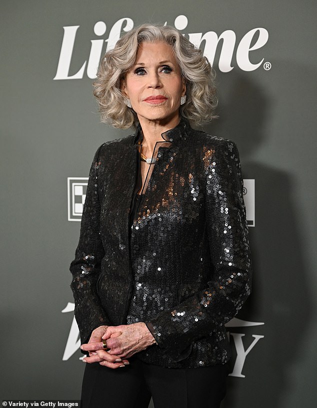 Over the years, Fonda has confessed to getting a facelift and getting some work down to her chin and neck, amongst other things. She's seen in October