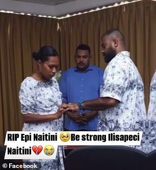 He is pictured with his wife, Illisapeci, on their wedding day