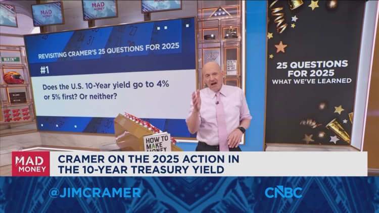 The bulls would feel better if the 10-year fell below 4% and stayed there: Jim Cramer