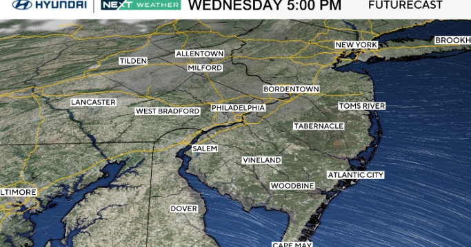 Sunny Wednesday in Philadelphia, tracking another chance of snow this week. Here's the weather forecast.