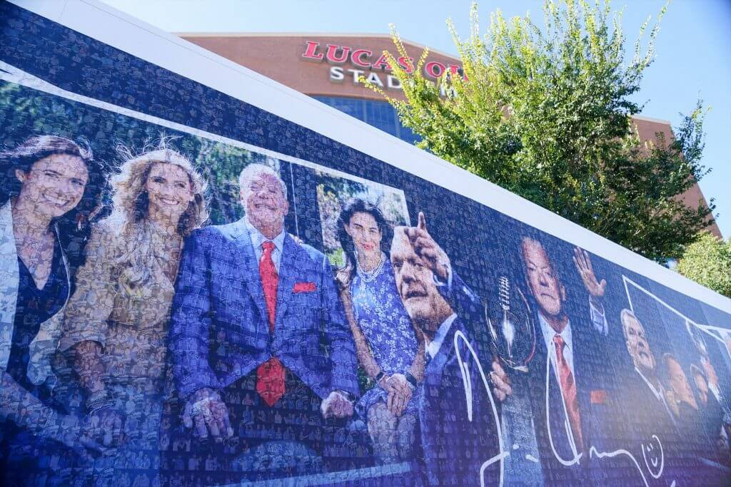 A mural of Jim Irsay and his family members.