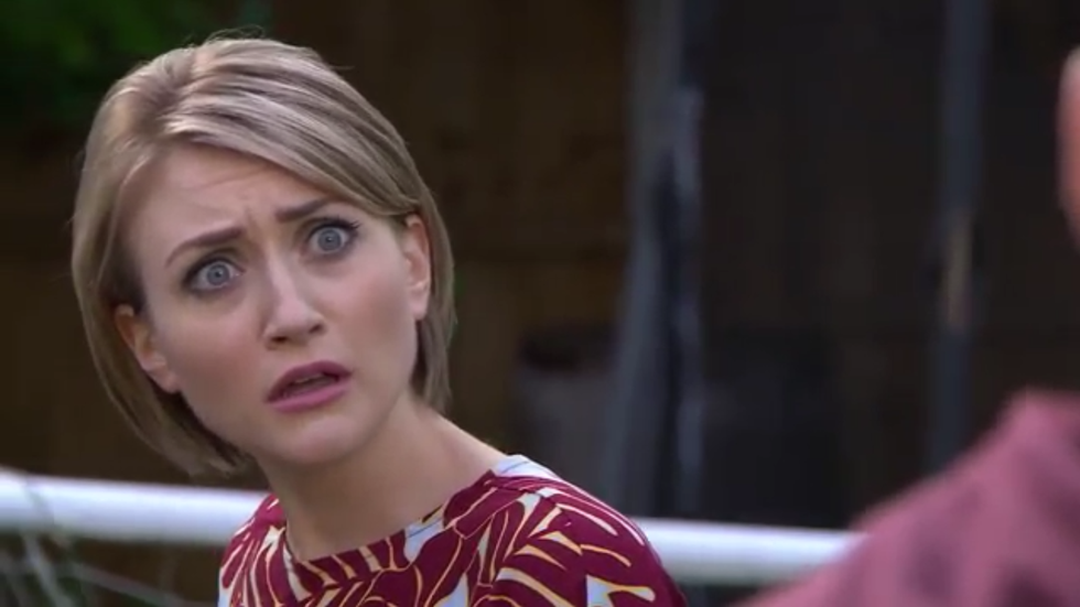 Amy Barnes is horrified by Ste Hay in Hollyoaks