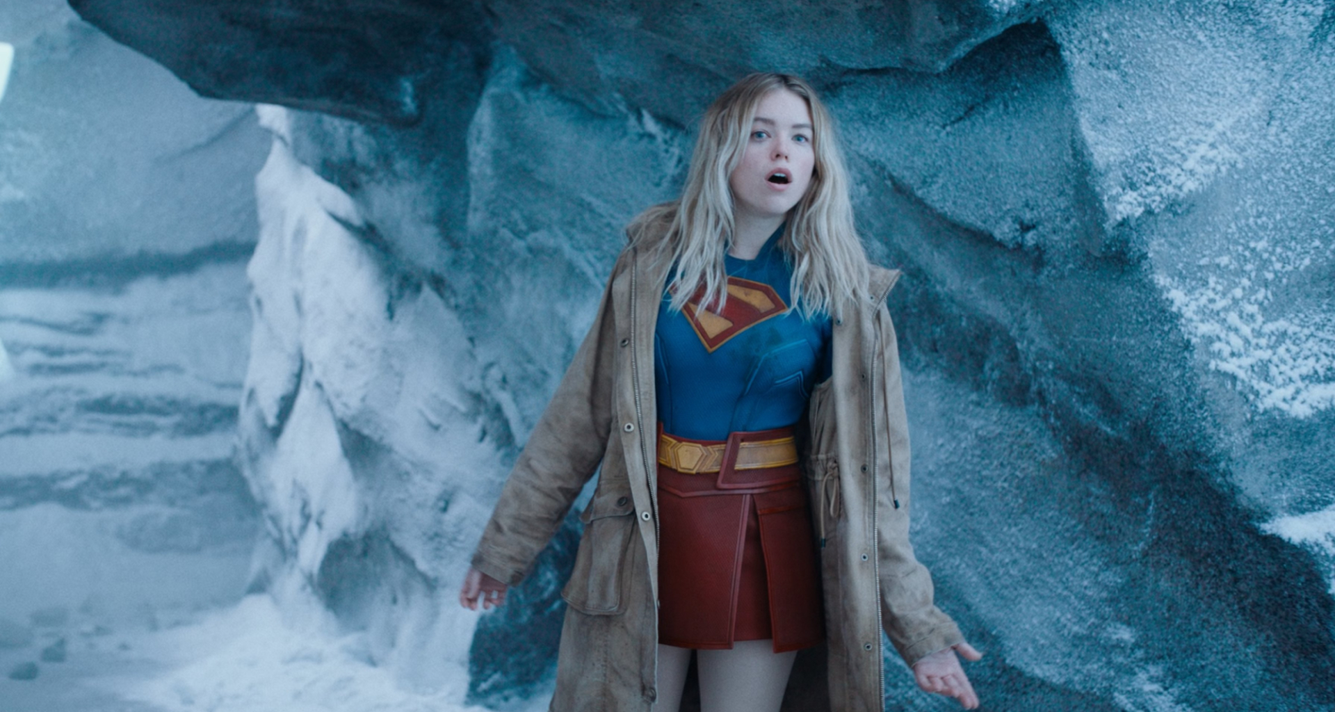 Milly Alcock as Supergirl in the Fortress of Solitude in Superman