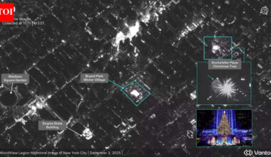 How satellites captured New York’s biggest holiday moment: The Rockefeller Centre Christmas Tree seen from space |
