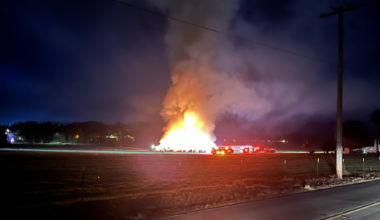 Firefighters at scene of hay fire near Safari Park