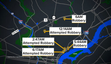 Philadelphia police search for suspects in string of early morning armed robbery incidents