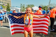 Dakotah Popehn, a participant in the marathon at the Paris Olympics, will run in the...
