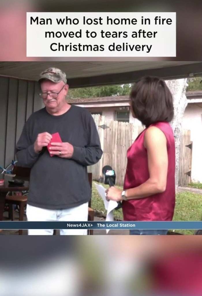 Jacksonville man who lost home in fire moved to tears after Christmas deliver from News4JAX