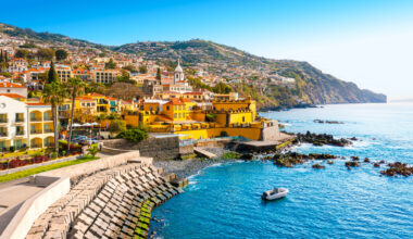 Panoramic view of the capital of Madeira island Funchal, Portugal.