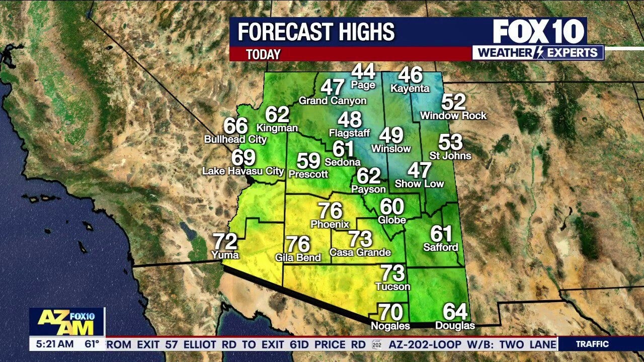 Arizona weather forecast: Dry, partly cloudy conditions on Tuesday in Phoenix