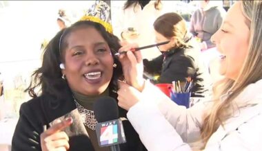 Families ring in the New Year early with bubbles, face paint, and a noon countdown at Friendship Fountain