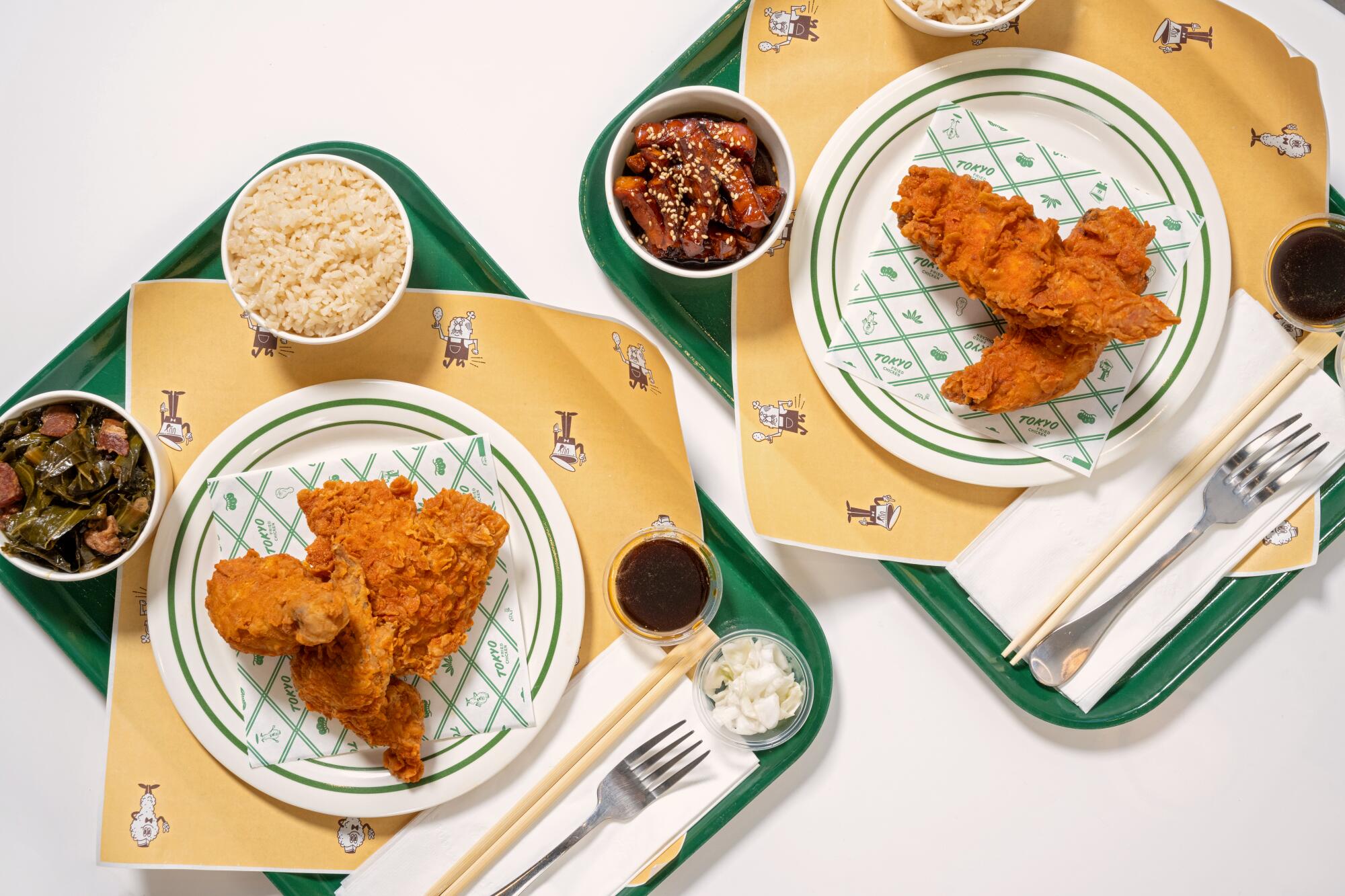 Chicken plates with sides at Tokyo Fried Chicken in downtown Los Angeles.