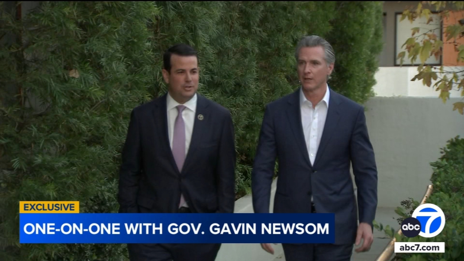 California Governor Gavin Newsom speaks to ABC7 about Donald Trump's AI order, rebuilding after LA fires, ex-aide facing charges
