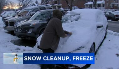 Snow cleanup underway, ice concerns ahead of Monday commute