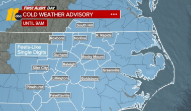 Cold Weather Advisory in effect for Central North Carolina; Arctic front brings cold, windy conditions Sunday and Monday