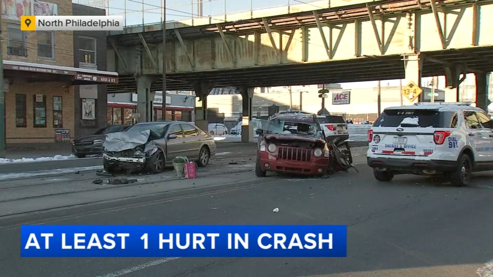 At least 1 person hurt following crash in North Philadelphia