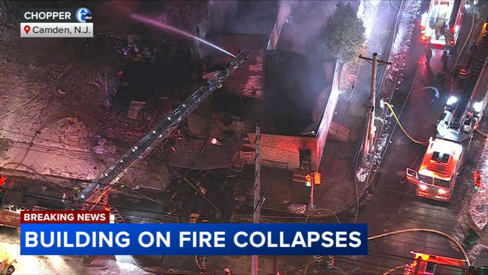 Vacant home collapses during fire in Camden, New Jersey