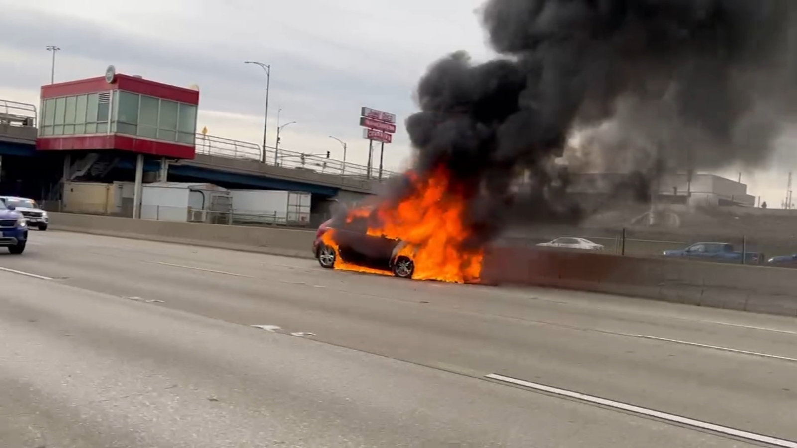 Chicago I-94 traffic: Car engulfed in flames on Interstate 94 at 87th Street, northbound lanes shut down: Illinois State Police