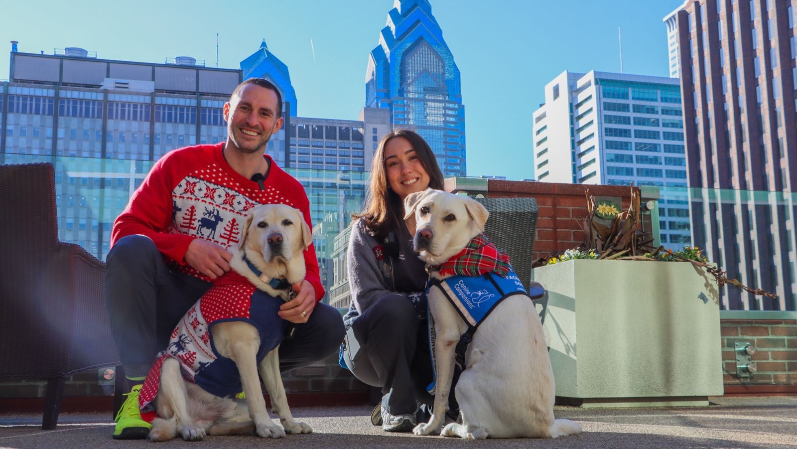 Verney and Nigel are facility dogs bringing holiday cheer to hospital patients