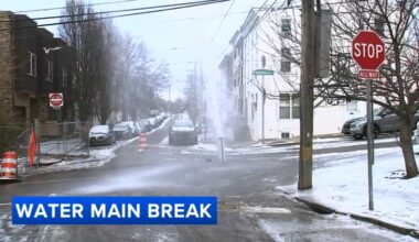 Water main break turns icy Manayunk streets into slush-covered hazard
