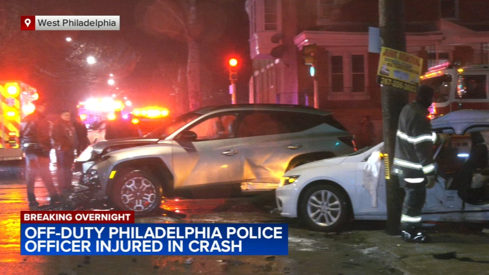 Philadelphia police officer injured in crash on way to work