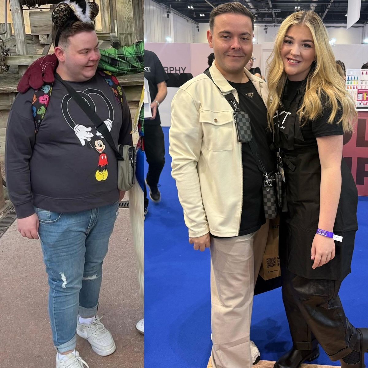 Ryan Kerrison is pictured here in these before and after shots showing his brilliant weight loss journey