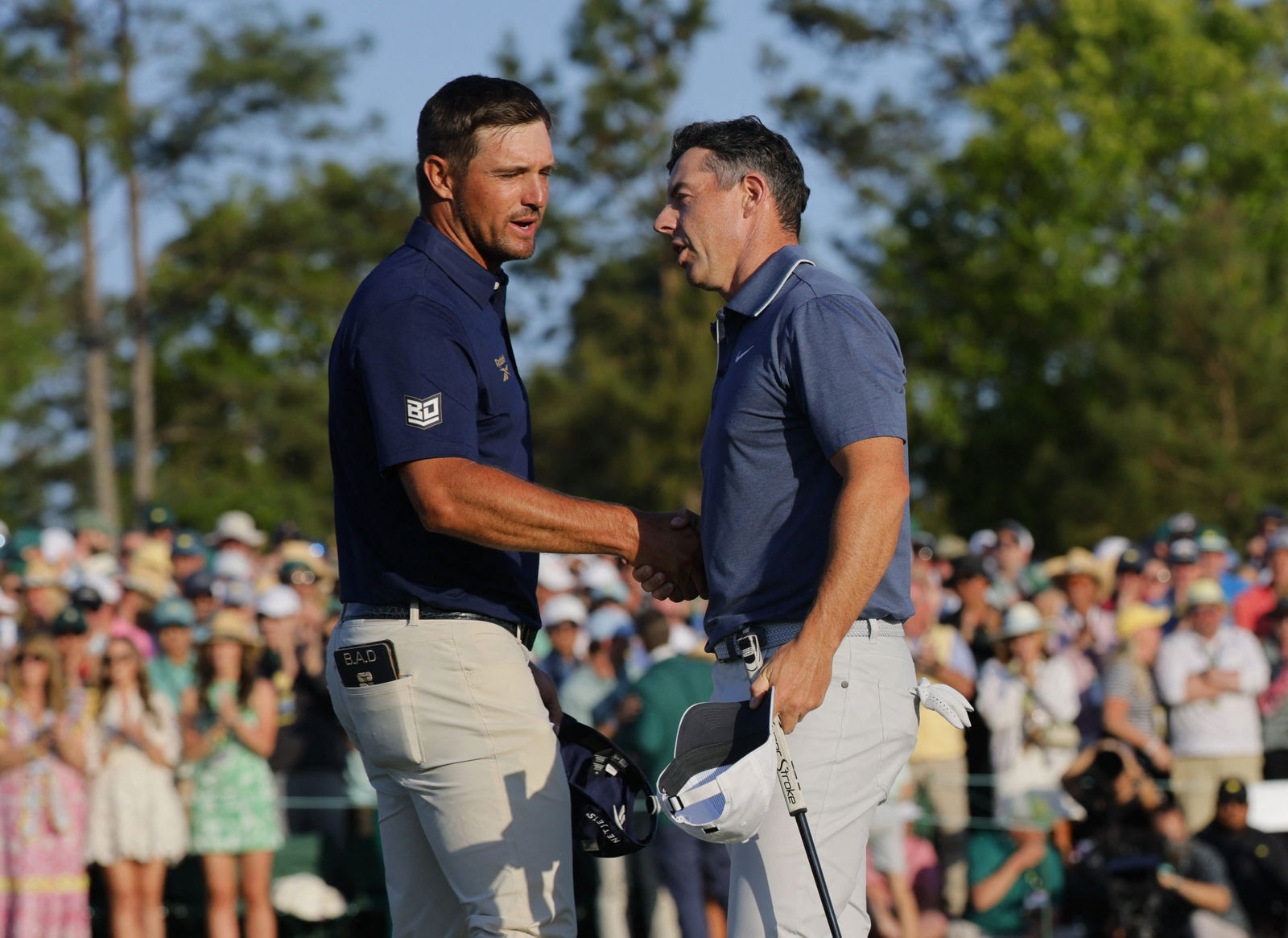 Bryson DeChambeau and Rory McIlroy at the 2025 Masters